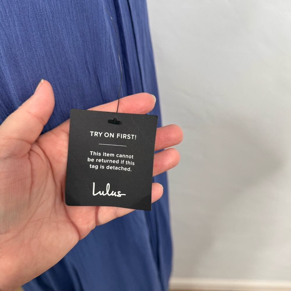 NWT Lulu's Heart of Marigold Dress Blue Wrap Maxi Gauzey Bridesmaid Party Size S - Picture 11 of 14